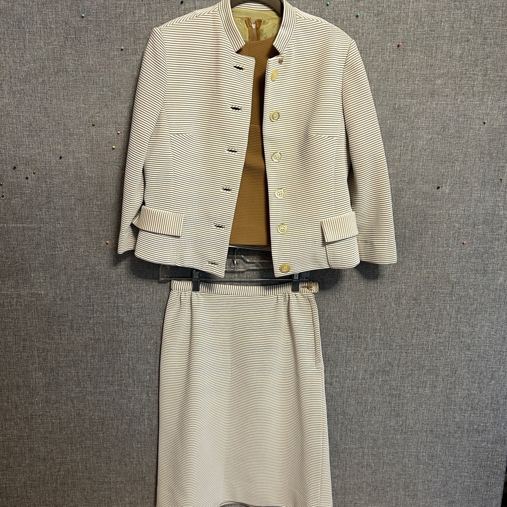 Striped Cream Women's Jacket 3 piece set